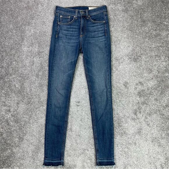 Rag & Bone Jeans Women’s 24 Blue Ankle Skinny High Rise Dark Denim Stretch - Picture 1 of 15